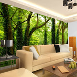 3D立体大型壁画 电视背景墙壁纸卧室客厅沙发无纺布墙画 绿色森林