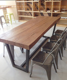 loft美式铁艺实木餐桌 复古长桌书桌仿古咖啡桌办公桌餐厅桌椅