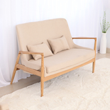 北欧双人实木沙发椅丹麦设计师家具休闲沙发椅子布艺宜家餐厅沙发