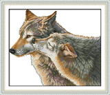 精准印花一对情侣狼之吻十字绣新款客厅书房小幅动物图案系列挂画