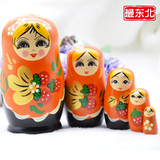 正品俄罗斯5五层套娃段木套娃儿童玩具创意摆件生日礼物