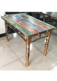 陶瓷仿古四条腿餐桌个性复古餐桌中餐火锅通用餐桌椅