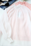 韩国单复古小高领立体波点长袖透视雪纺衫