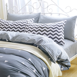 纯棉简欧床上四件套宜家风格1.5 1.8 2.0m米全棉被套床单双人
