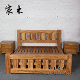 现代中式老榆木实木床双人原木床榫卯床架粗犷环保1.5米专业设计