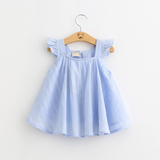 女童连衣裙 2016夏季新款童装儿童纯色木耳边飞袖娃娃衫宝宝裙衫