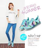夏季网鞋女休闲鞋平底跑步鞋网面透气运动鞋女韩版厚底学生女鞋子