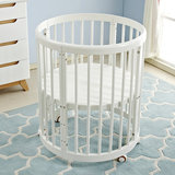爱斯博儿婴儿床实木白色欧式多功能环保宝宝BB无漆摇篮童床圆床
