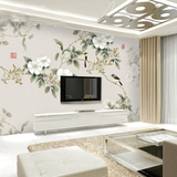 定制电视背景墙大型壁画现代中式花鸟壁纸无纺布墙纸卧室客厅墙布
