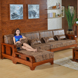 纯实木沙发 水曲柳实木沙发 布艺可拆洗客厅家具现代中式组合沙发