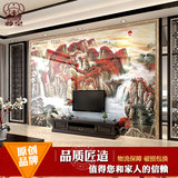 尊皇现代中式客厅沙发电视瓷砖背景墙3d仿大理石高温烧雕刻影视墙