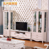 欧式电视柜酒柜组合 单双门客厅成套家具白色雕花大理石电视机柜