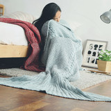 外贸美人鱼毛毯空调盖毯鱼尾巴办公室休闲针织毛线儿童午睡毯子