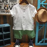 2016夏季新款童装儿童纯棉短袖衬衣韩版男童女童套头圆领短袖衬衣