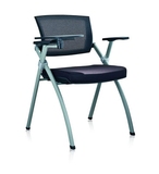高档网面培训椅子带写字板培训椅记者椅会议椅学生写字课桌椅