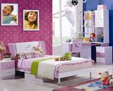 儿童家具套房组合女孩粉色公主床单人床青少年高箱儿童床卧室套房