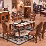 欧式大理石餐桌全实木方桌仿古色长桌餐桌椅组合餐厅家具方形饭桌