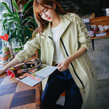 2016春装新款韩国韩版中长款长袖气质大衣立领系带收腰风衣女外套