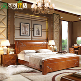 全实木床 双人床 1.8米储物高箱床现代中式家具 1.5高档橡木婚床