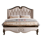 美式仿古纯实木雕花奢华绒布艺软靠双人大床1.8米1.5米家具结婚床