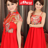 中国风古典中式改良红色长款旗袍结婚新娘礼服高腰孕妇款敬酒服装