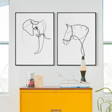 卓雅 北欧风格装饰画客厅挂画现代简约创意个性壁画动物简笔画