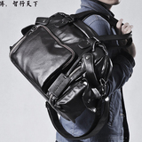 男士PU包 单肩斜挎包横款方形商务旅行包 手提包韩版软皮休闲男包