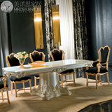 别墅餐厅高档家具欧式餐桌椅组合法式白色实木雕花长餐桌吃饭桌子
