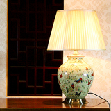 现代创意时尚手绘花鸟中式欧式韩式客厅书房卧室床头全铜陶瓷台灯
