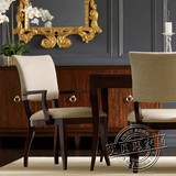 美式实木餐椅 餐厅椅子新古典扶手餐椅 欧式酒店椅书桌椅咖啡椅