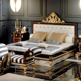 新古典实木床1.8米婚床时尚奢华布艺床卧室家具欧式床雕花双人床