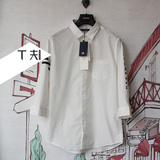GR/grsaga正品代购16夏男白色修身时尚简约七分袖衬衫11623112260
