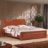 全实木床现代中式床纯柏木床单人床1.5卧室双人大床1.8高箱床婚床