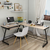 电脑桌带书架 台式家用办公桌书桌简约现代简易钢木 转角电脑桌子