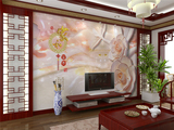 大型壁画3D立体墙纸壁画家和富贵牡丹浮雕玉雕中式客厅电视背景墙