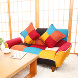 双人沙发特价 小户型懒人沙发床可折叠两用 北欧简约拼色布艺沙发
