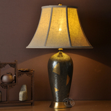 景德镇陶瓷台灯卧室床头灯 现代中式复古典创意客厅全铜陶瓷台灯