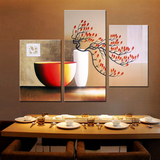纯手绘油画现代简约客厅沙发背景墙拼画抽象装饰画餐厅无框画挂画