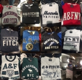 美国正品abercrombie fitch AF男最新薄款圆领短袖T恤印花字母