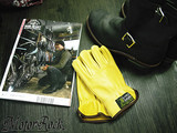 完美  日单 复古黄色全牛皮哈雷机车摩托骑士手套 复古改装手套