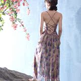蓉蓉独家2016原创设计度假长裙吊带沙滩裙完美性感大露背连衣裙
