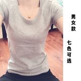 短袖t恤女 纯色圆领修身韩版夏季运动半袖打底衫纯棉学生情侣体恤