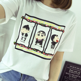 韩国简约大码卡通夏季女t恤可爱蜡笔小新半袖棉上衣宽松学生短袖T