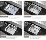 水槽单槽 加厚厨房一体成型拉丝304不锈钢洗菜盆洗碗池水盆套餐