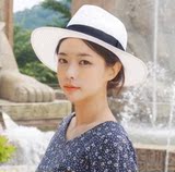 新兴韩版女士遮阳帽夏天欧美沙滩出游必备防晒宽檐草帽白色礼帽