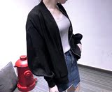 2016夏装新款蝙蝠袖休闲夹克棒球服女韩版宽松欧根纱防晒衣薄外套