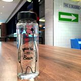 大小熊玻璃杯便携水杯学生创意带盖随手杯子男女耐热韩国茶杯水瓶