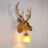 复古创意美式乡村鹿角壁灯北欧个性别墅酒吧客厅玄关鹿头装饰灯具