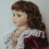 【古董娃娃】vintage70s陶瓷娃娃棕发雪纺大摆裙礼服摆件礼物收藏