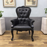 现货新古典沙发椅老板椅休闲黑色皮艺单人沙发简约 美式家具特价